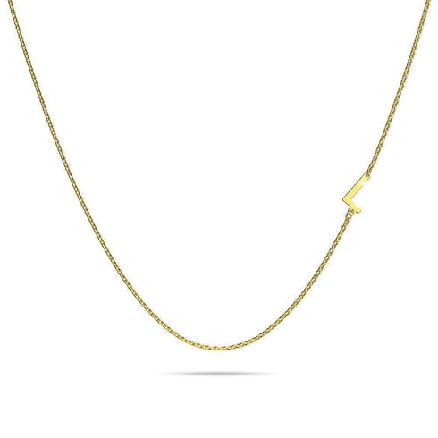 Bold Alphabet Letter Initial Charm Necklace in Gold Tone